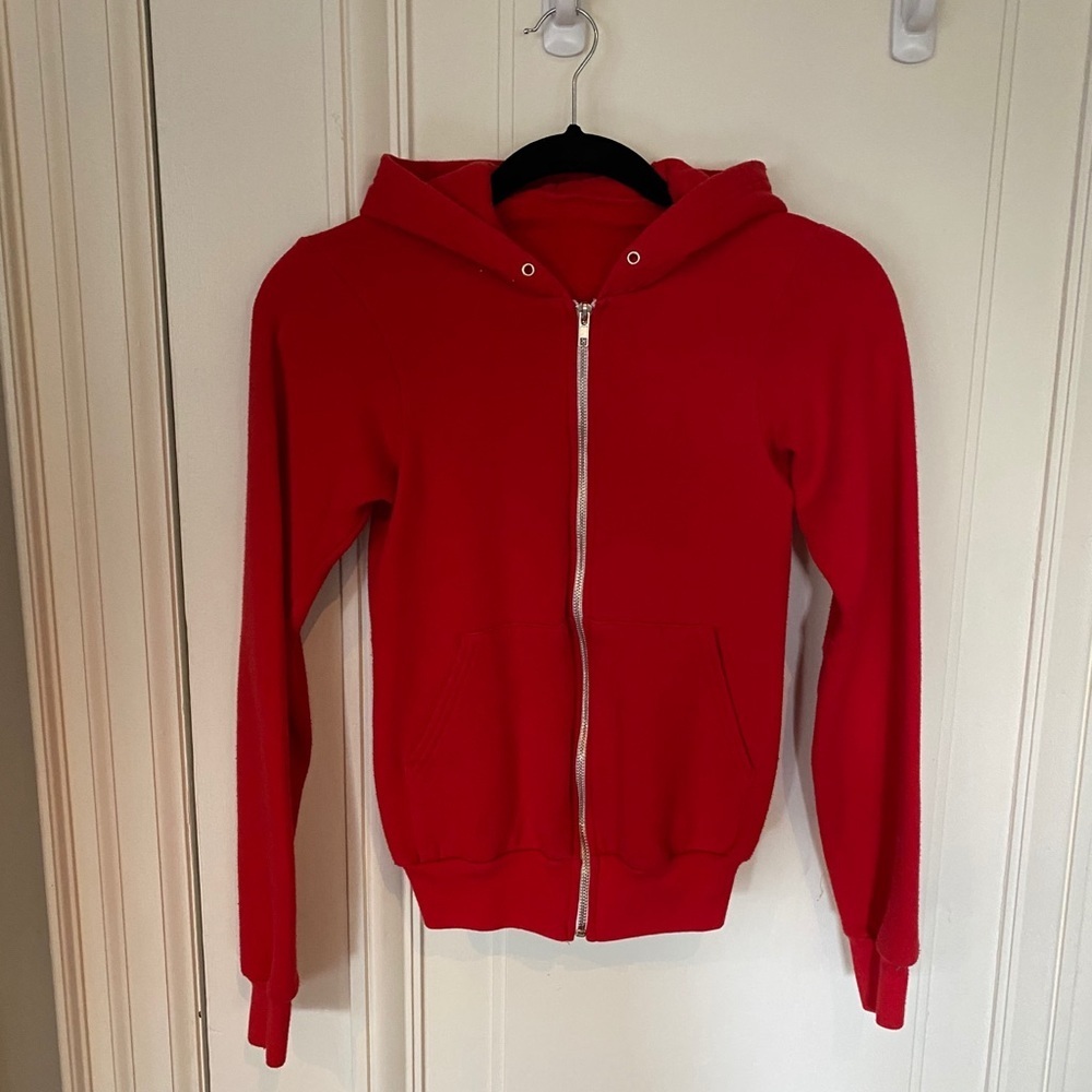 American Apparel Red Drawstring Hoodie Size XXS